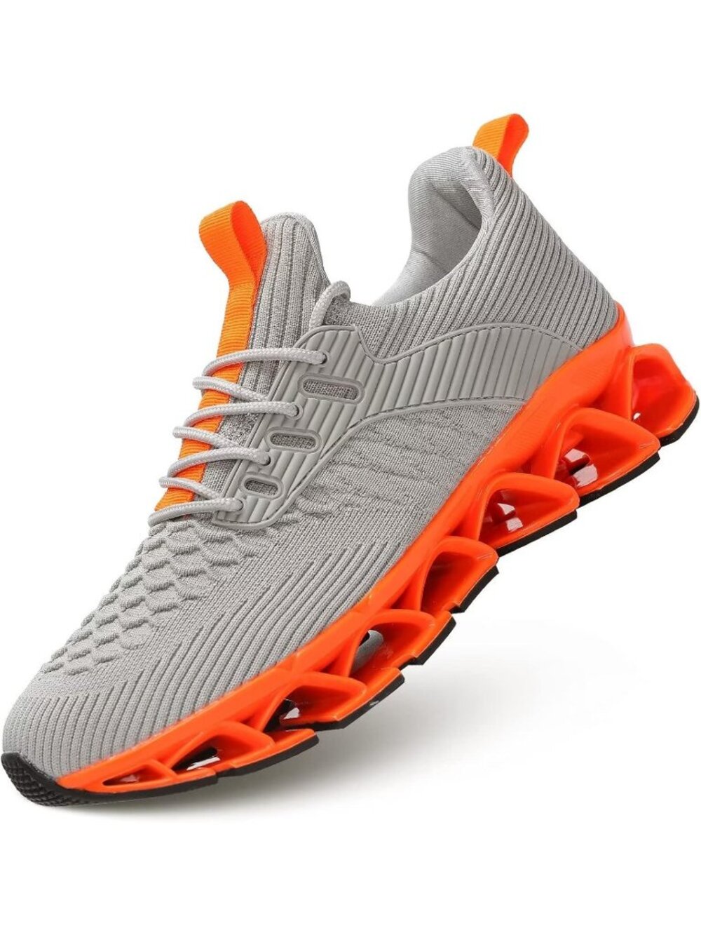 Women's Beige Orange Blade Mesh Comfort Non Slip Athletic Slip On Sneaker Shoes